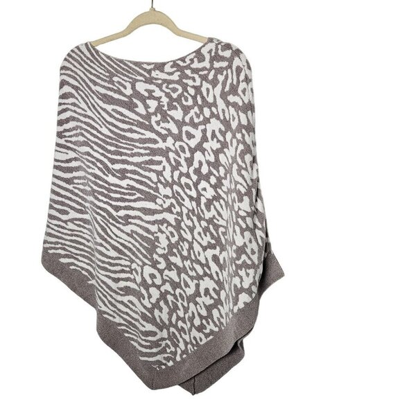 Barefoot Dreams CozyChic Ultra Lite Animal Print Poncho Pull Over Soft Plush OS - Picture 6 of 9